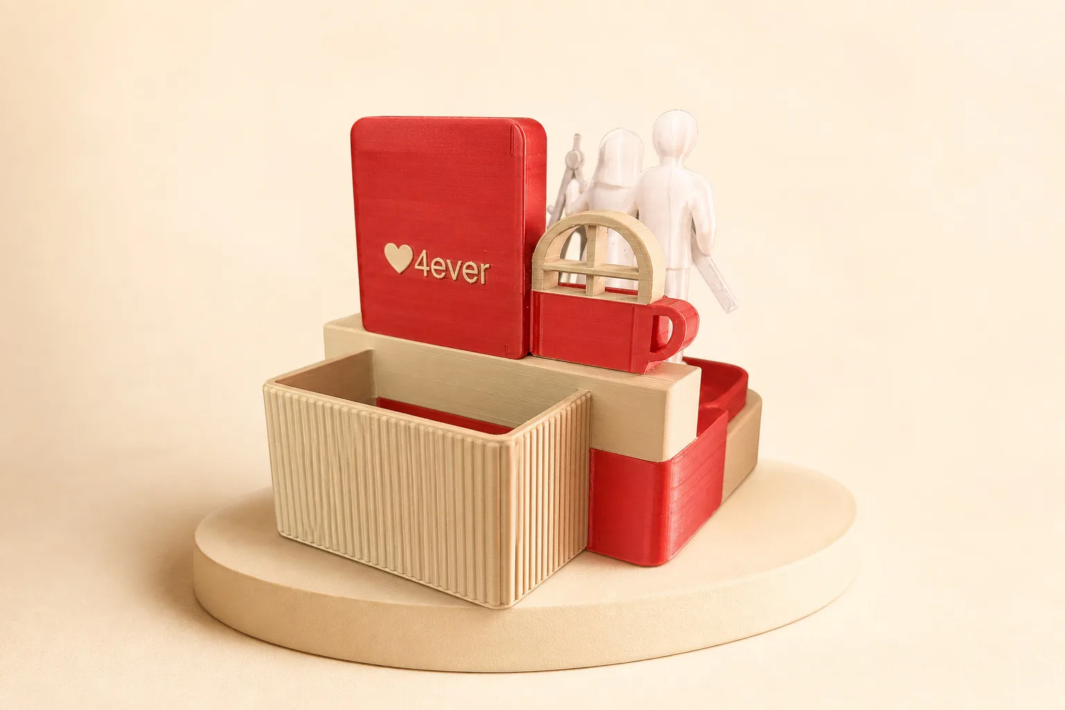 Romantic TrulyTheirs keepsake showing its rear desk organiser